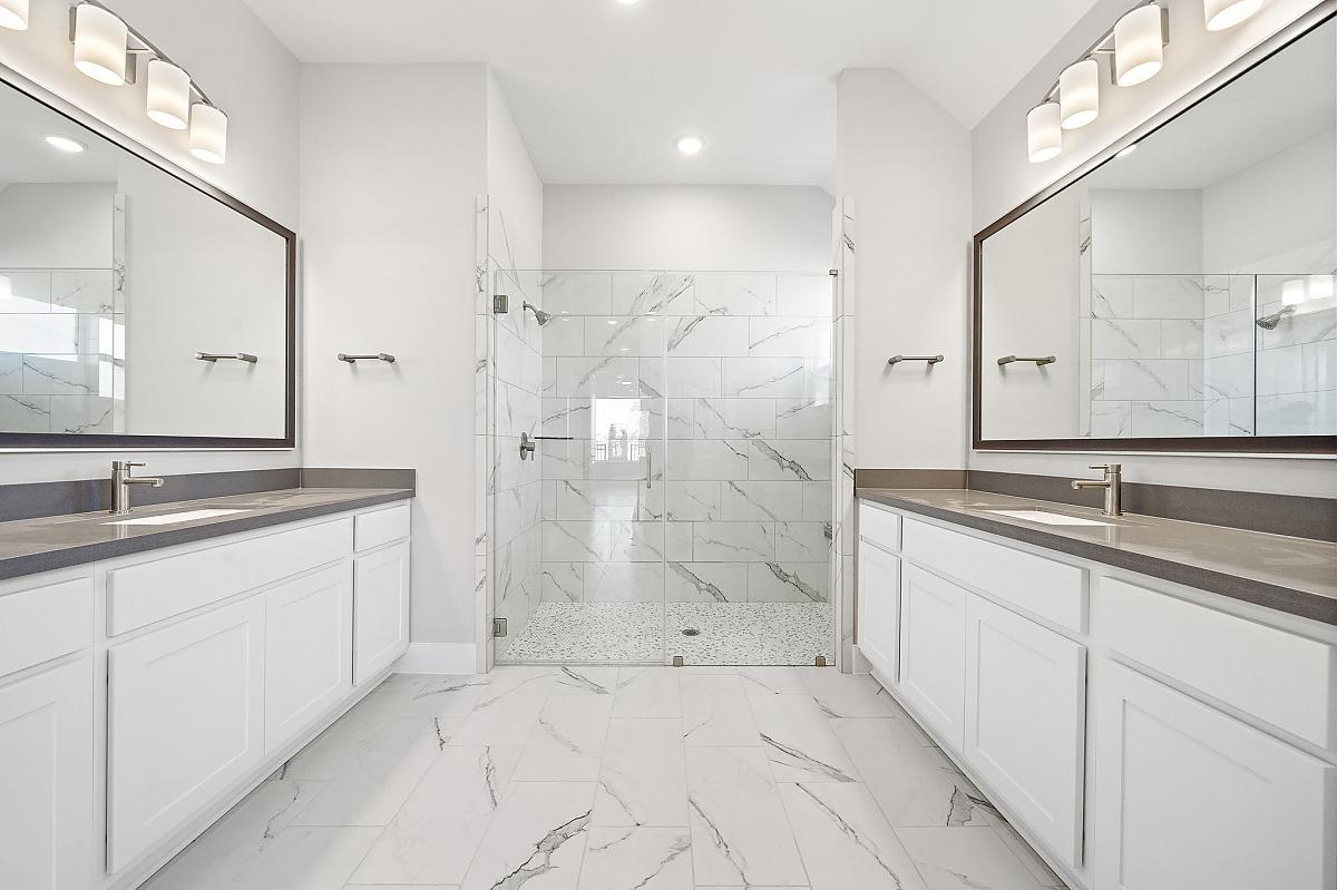 Caldwell Homes Model Home Modern Double Counter Bathroom