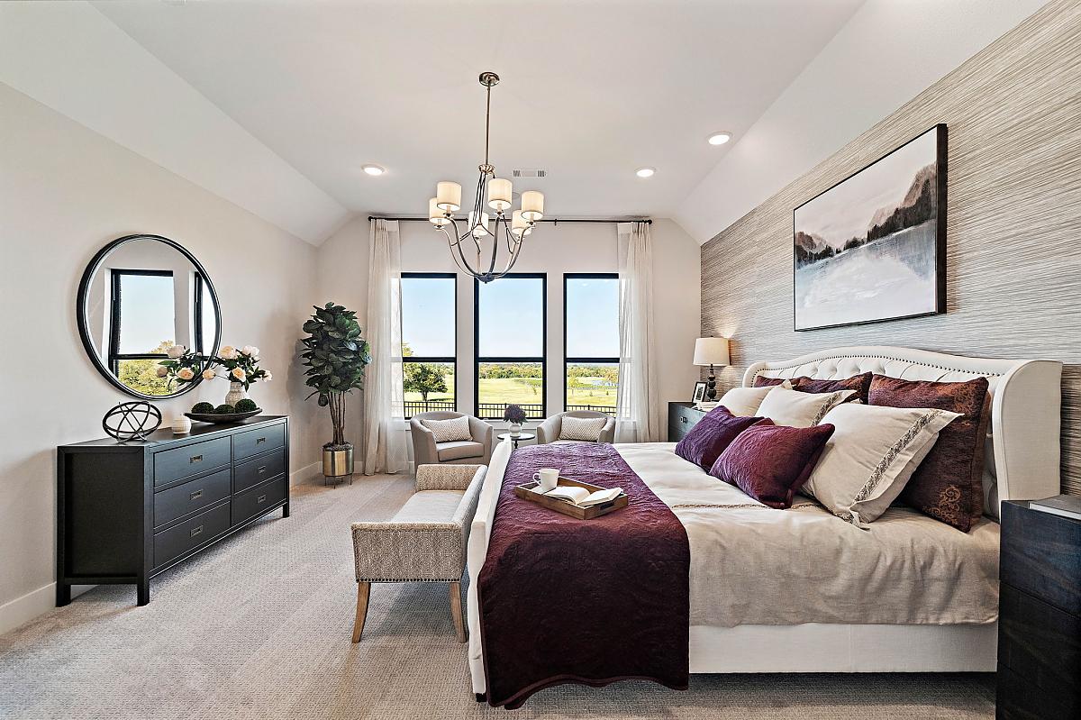 Caldwell Homes Model Home Primary Bedroom Large Windows